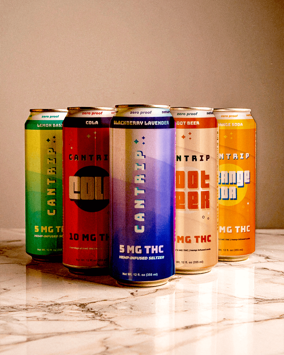 A assortment of Cantrip cans