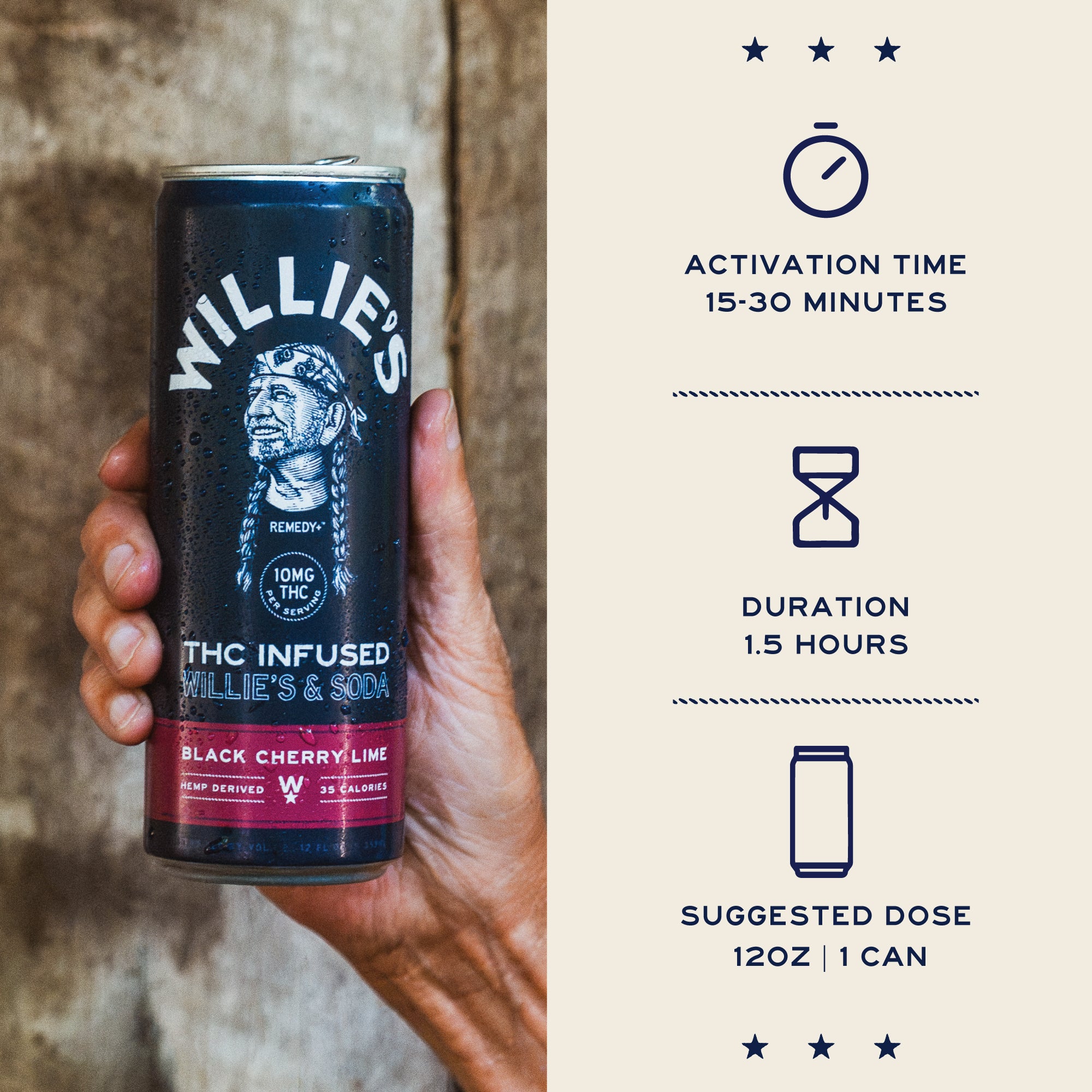 Willie's Remedy+ 10mg Black Cherry Lime THC Infused Seltzer