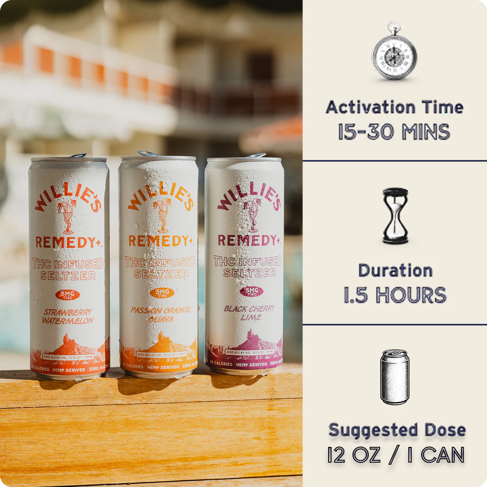 Willie's Remedy+ 5mg THC Infused Seltzer Variety 24-Pack