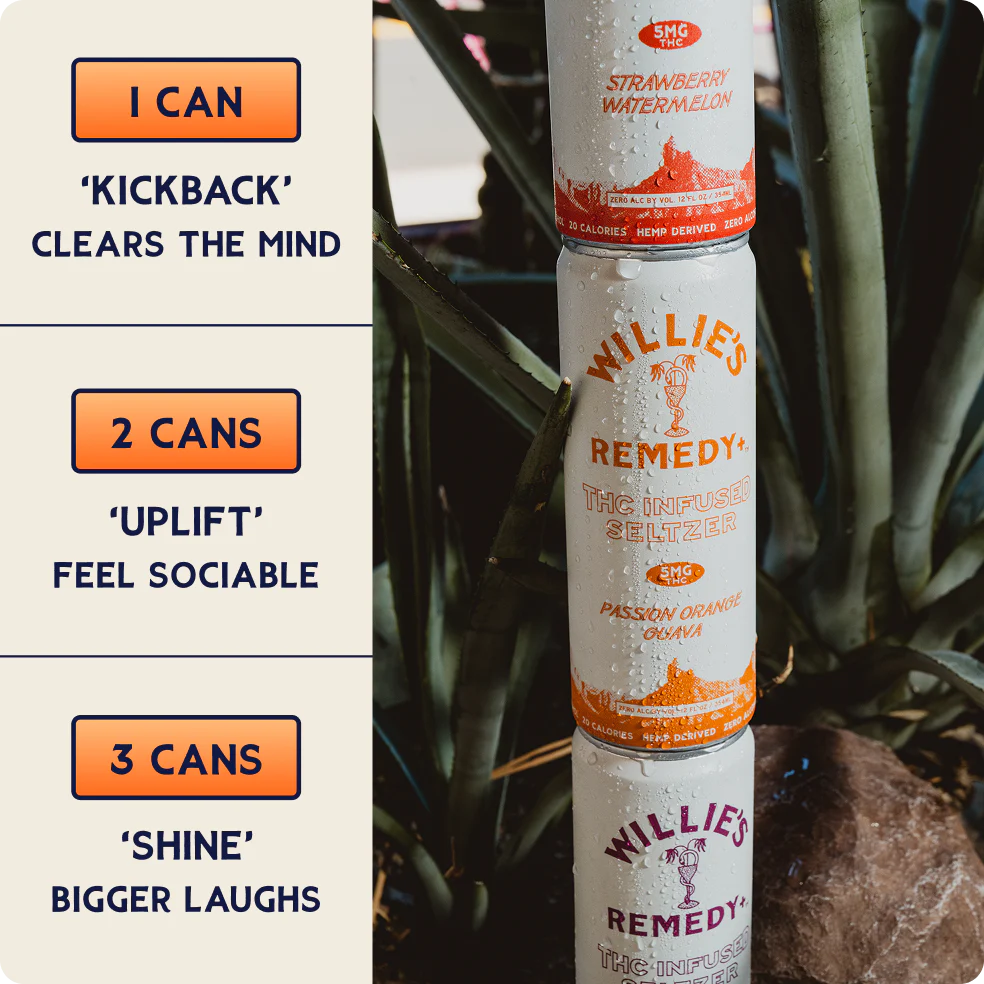 Willie's Remedy+ 5mg THC Infused Seltzer Variety 24-Pack