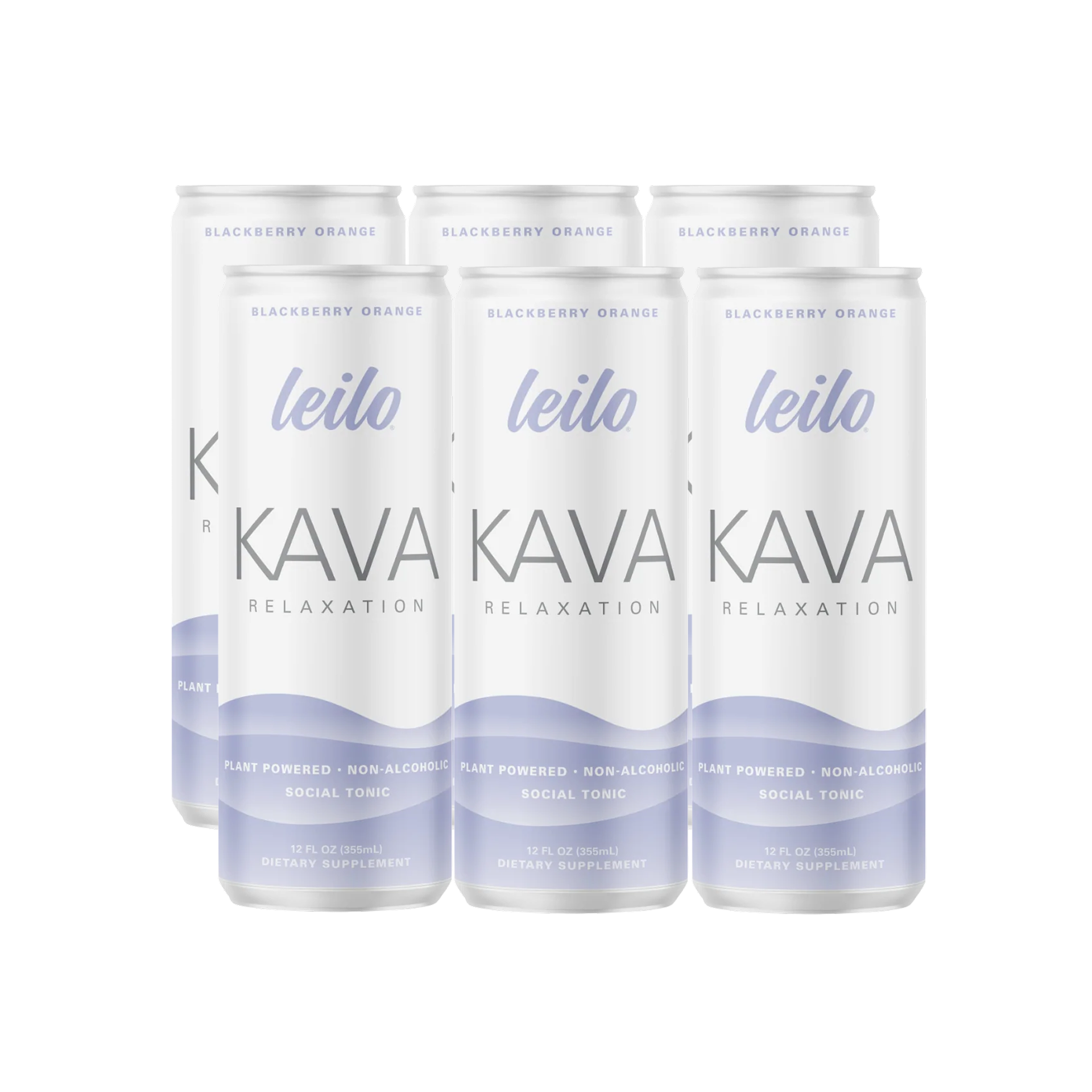 6 cans of Leilo Blackberry Orange on a transparent background