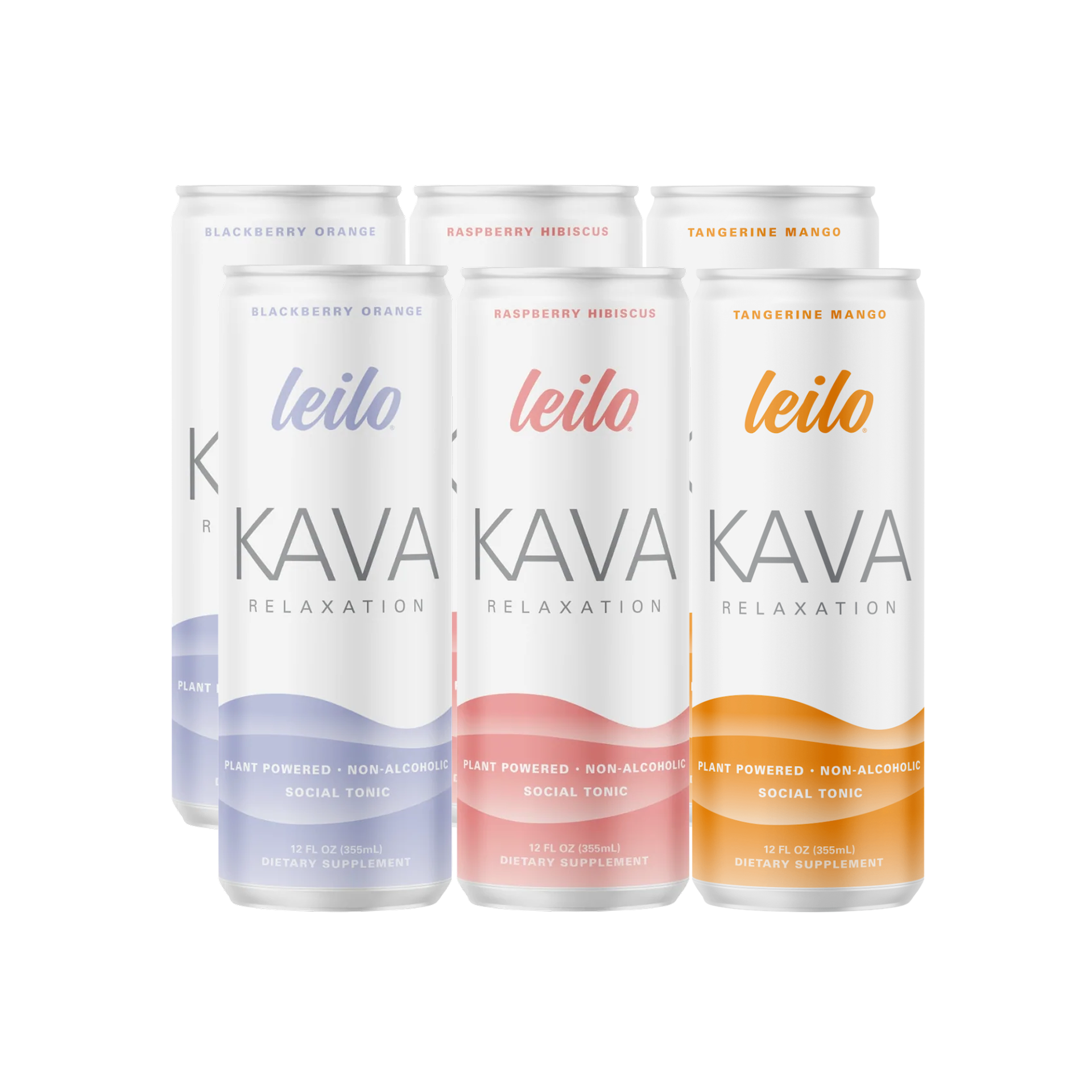 6 cans of Leilo variety pack on a transparent background