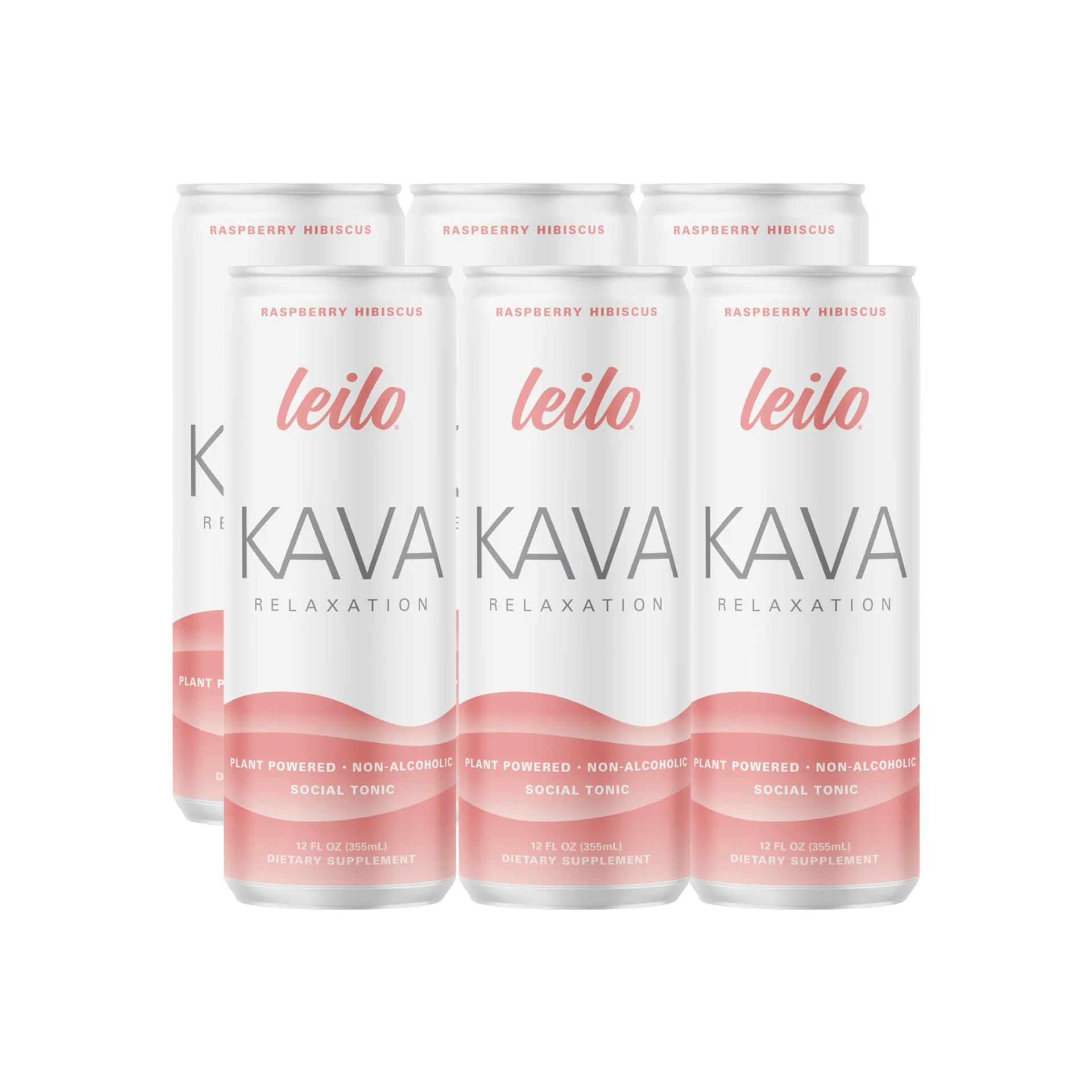 6 cans of Leilo Raspberry Hibiscus on a transparent background