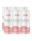 6 cans of Leilo Raspberry Hibiscus on a transparent background