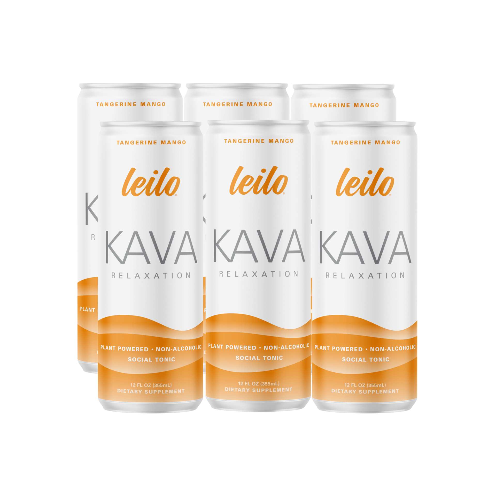 6 Leilo Tangerine Mango cans on a transparent background