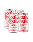 A 4-pack of cans of Louie Louie Hibiscus Cherry THC seltzers