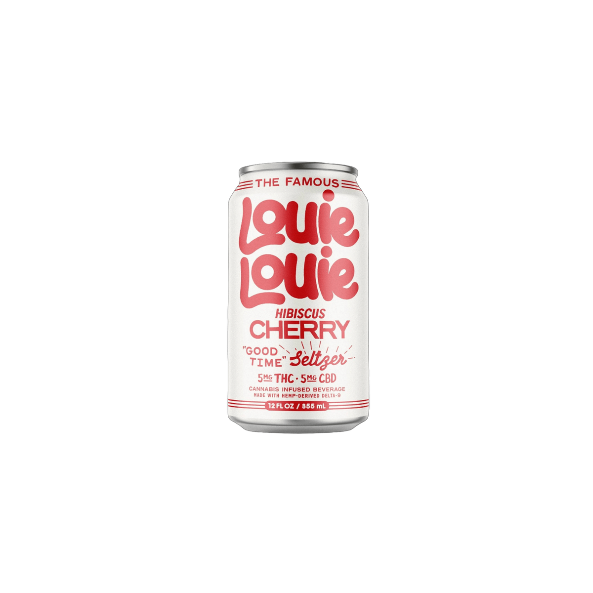 A can of Louie Louie Hibiscus Cherry THC Seltzer
