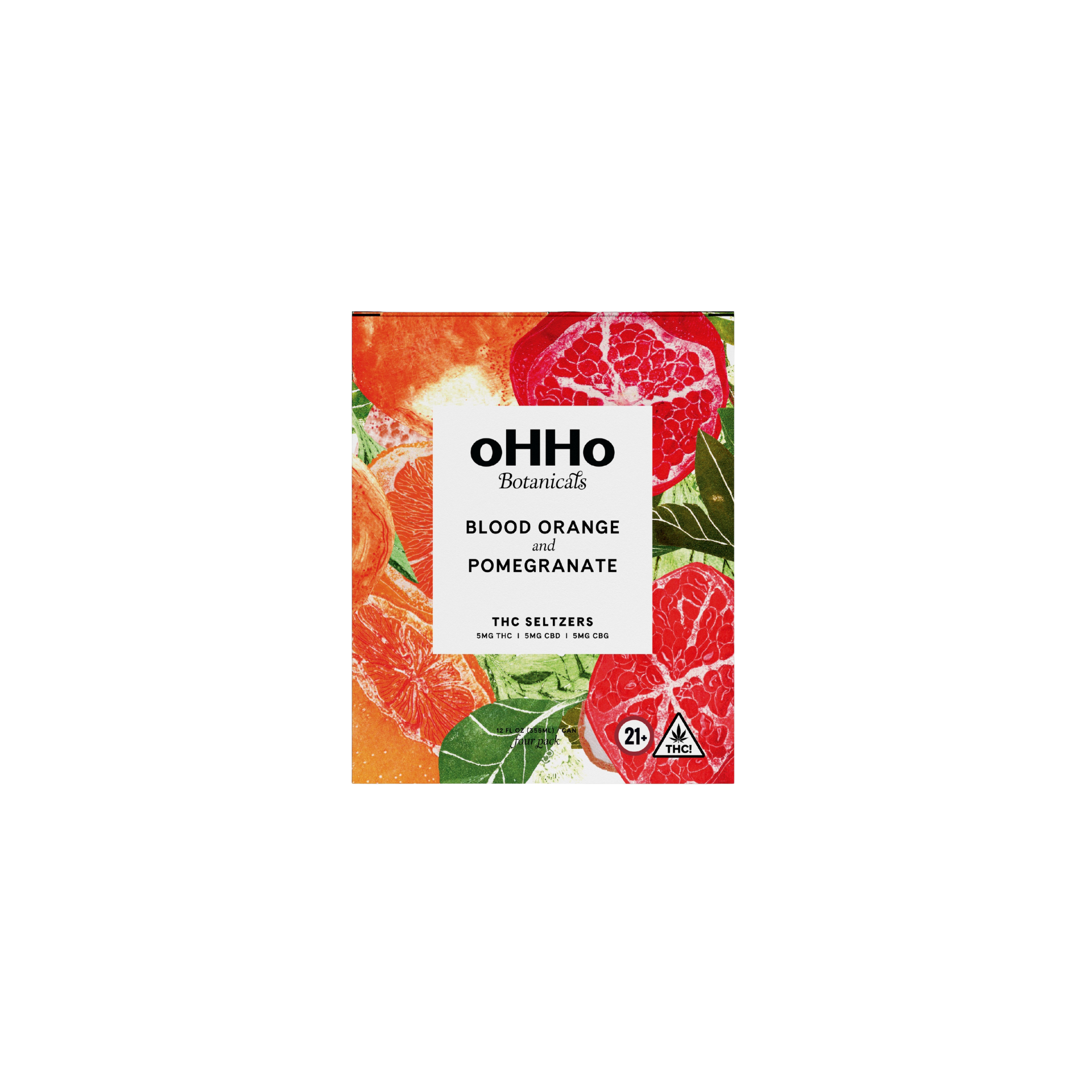oHHo Blood Orange and Pomegranate Infused Seltzer - 5mg 4pk