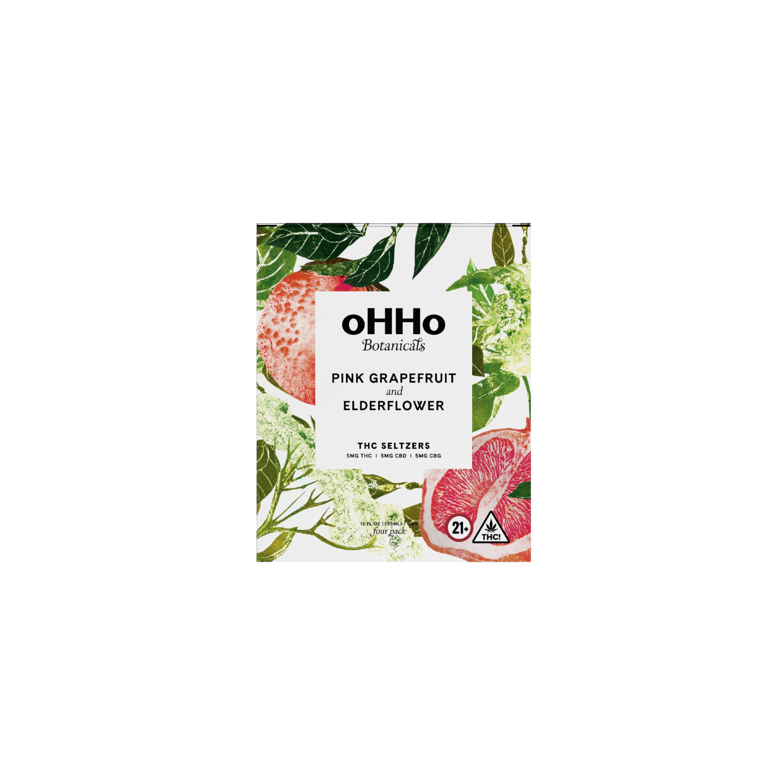OHHO Botanicals pink grapefruit elderflower tea box on a white background