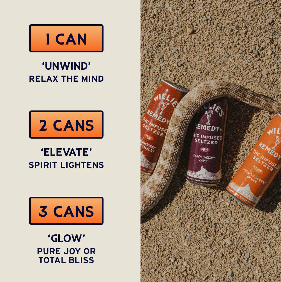 Willie's Remedy+ 10mg THC Infused Seltzer Variety (24-Pack)