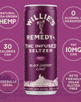 Willie's Remedy+ 10mg Black Cherry Lime THC Infused Seltzer