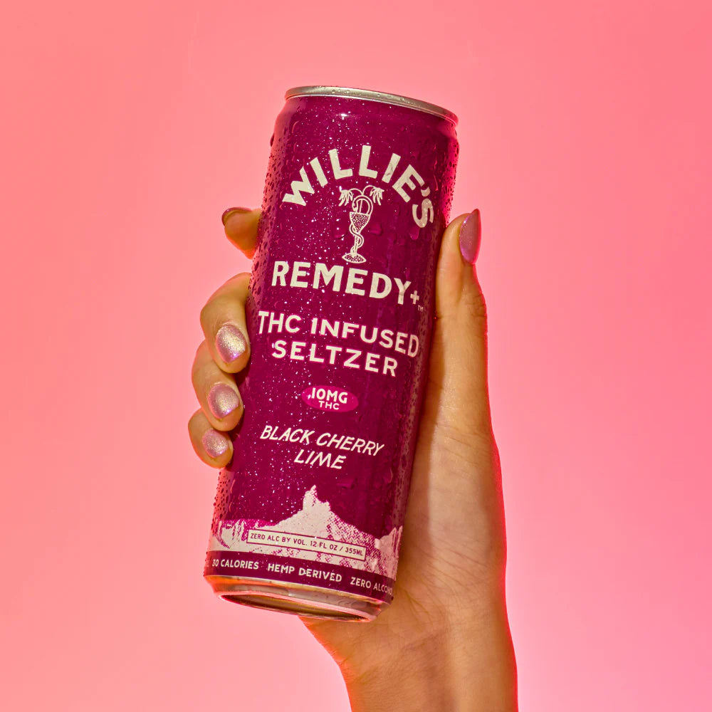 Willie's Remedy+ 10mg Black Cherry Lime THC Infused Seltzer