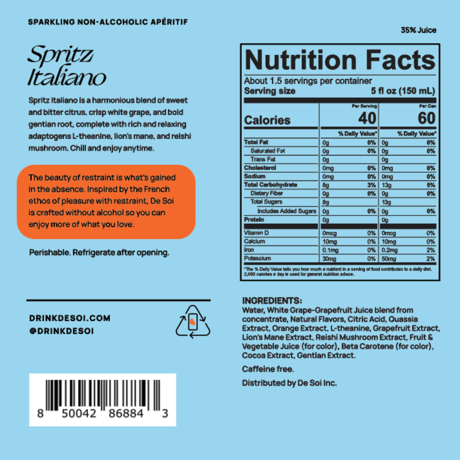 De Soi - Spritz Italiano 4 - pack (8oz cans) - Buzz by Boisson