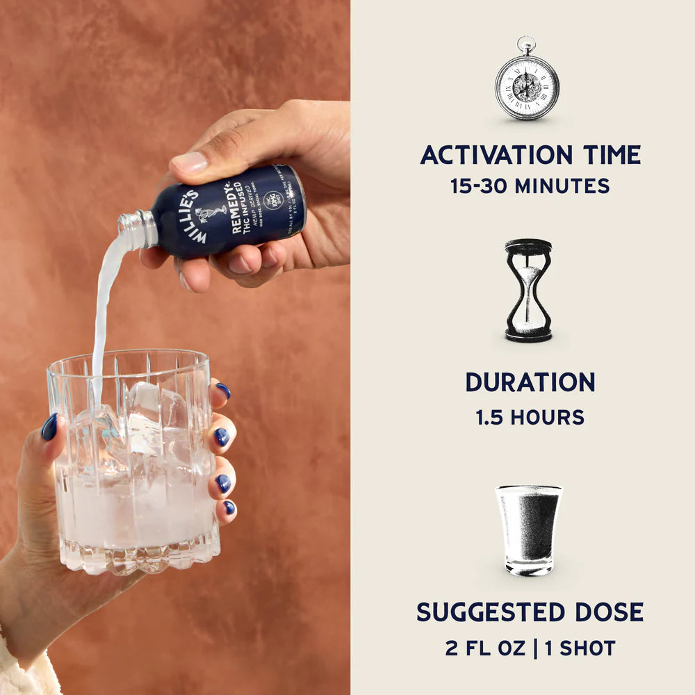 Willie's Remedy+ 10mg THC Infused Social Tonic (50mL shots) 24-pack