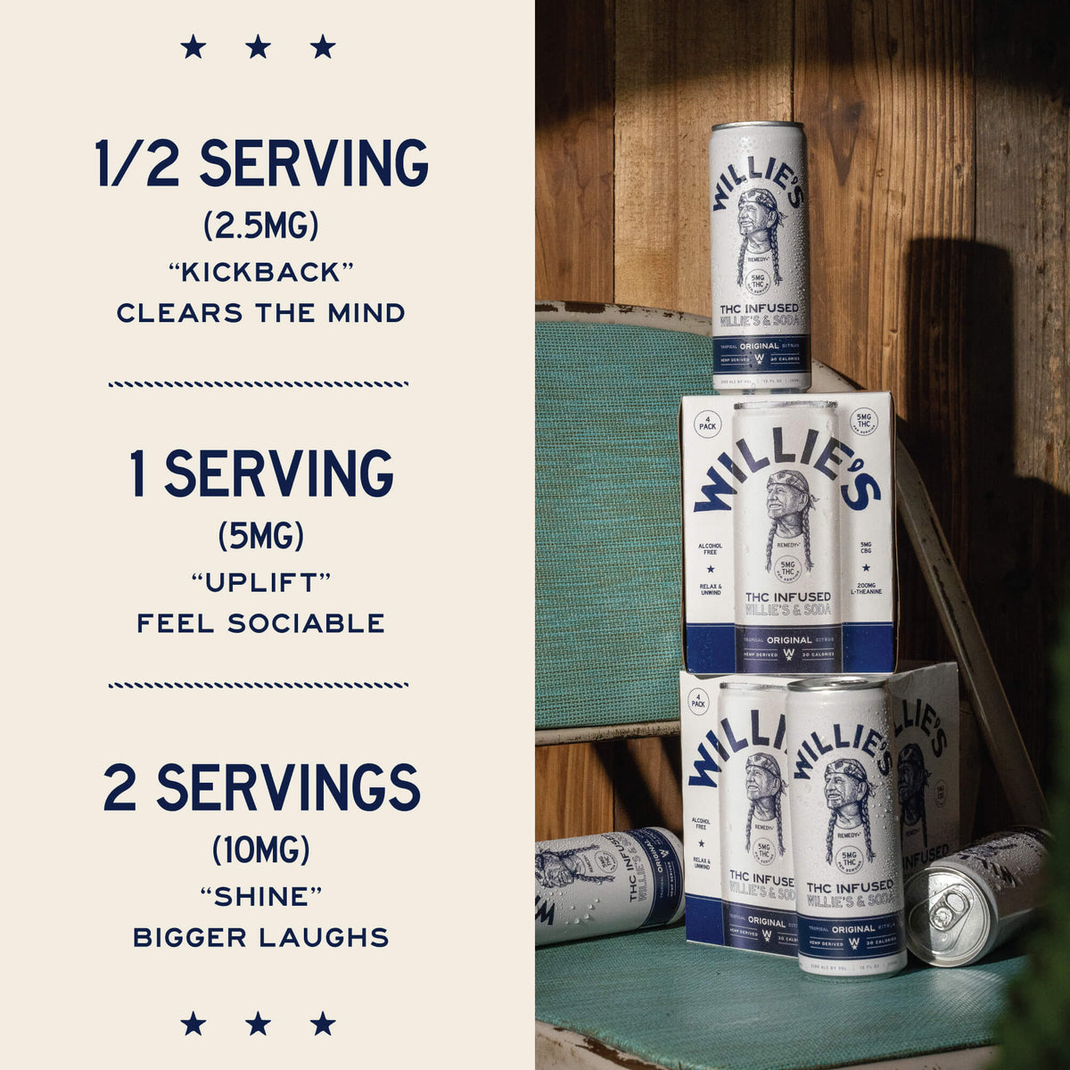 Willie's Original THC Infused Willie's &amp; Soda serving size