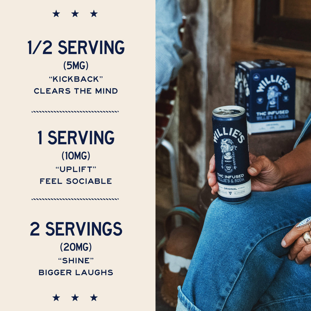 Willie's Remedy THC Infused Willie's &amp; Soda Original serving size